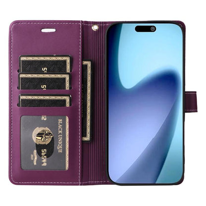 For iPhone Air Six Card Slots Buckle Leather Phone Case with Lanyard(Purple) - iPhone Air Cases by buy2fix | Online Shopping UK | buy2fix
