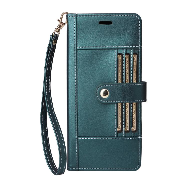 For iPhone Air Six Card Slots Buckle Leather Phone Case with Lanyard(Green) - iPhone Air Cases by buy2fix | Online Shopping UK | buy2fix