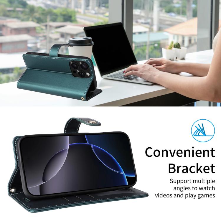 For iPhone Air Six Card Slots Buckle Leather Phone Case with Lanyard(Green) - iPhone Air Cases by buy2fix | Online Shopping UK | buy2fix