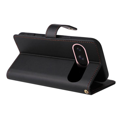 For Google Pixel 9 / 9 Pro / 10 / 10 Pro Six Card Slots Buckle Leather Phone Case with Lanyard(Black) - Google Cases by buy2fix | Online Shopping UK | buy2fix