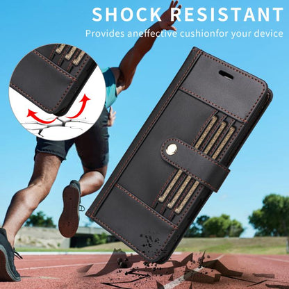 For Google Pixel 9 / 9 Pro / 10 / 10 Pro Six Card Slots Buckle Leather Phone Case with Lanyard(Black) - Google Cases by buy2fix | Online Shopping UK | buy2fix
