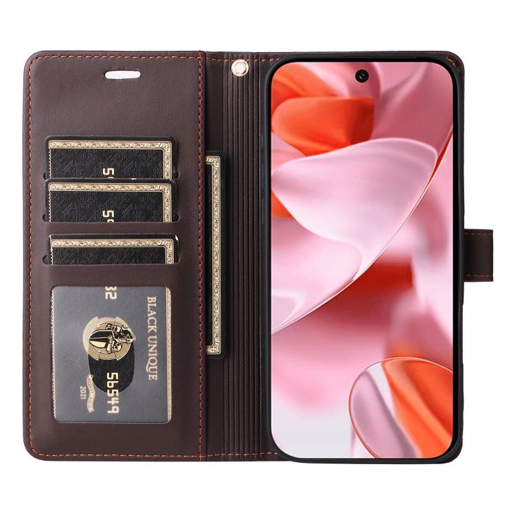For Google Pixel 9 / 9 Pro / 10 / 10 Pro Six Card Slots Buckle Leather Phone Case with Lanyard(Coffee) - Google Cases by buy2fix | Online Shopping UK | buy2fix