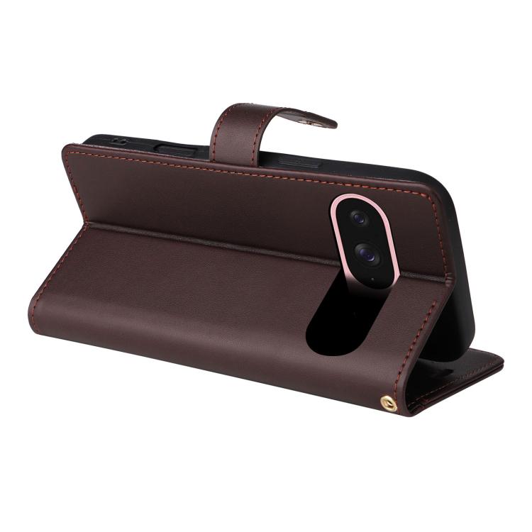 For Google Pixel 9 / 9 Pro / 10 / 10 Pro Six Card Slots Buckle Leather Phone Case with Lanyard(Coffee) - Google Cases by buy2fix | Online Shopping UK | buy2fix