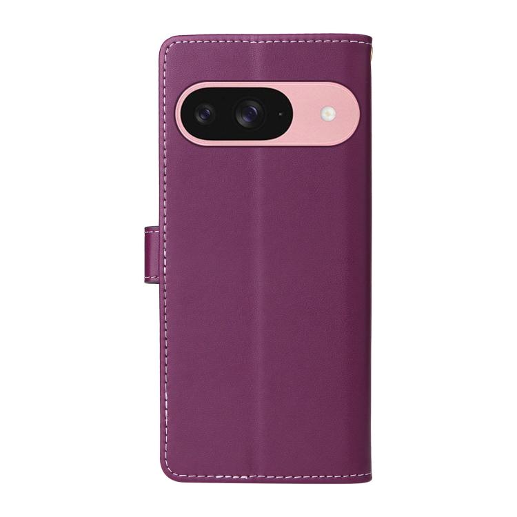 For Google Pixel 9 / 9 Pro / 10 / 10 Pro Six Card Slots Buckle Leather Phone Case with Lanyard(Purple) - Google Cases by buy2fix | Online Shopping UK | buy2fix