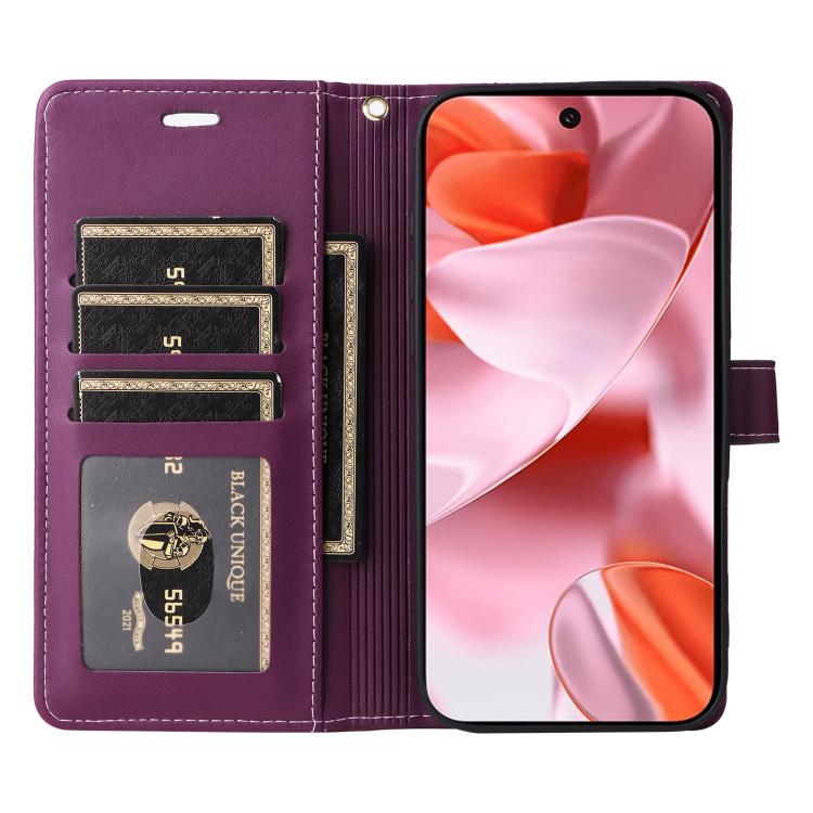 For Google Pixel 9 / 9 Pro / 10 / 10 Pro Six Card Slots Buckle Leather Phone Case with Lanyard(Purple) - Google Cases by buy2fix | Online Shopping UK | buy2fix