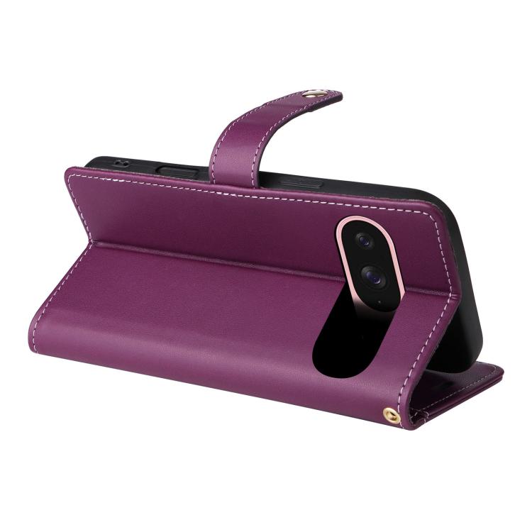 For Google Pixel 9 / 9 Pro / 10 / 10 Pro Six Card Slots Buckle Leather Phone Case with Lanyard(Purple) - Google Cases by buy2fix | Online Shopping UK | buy2fix