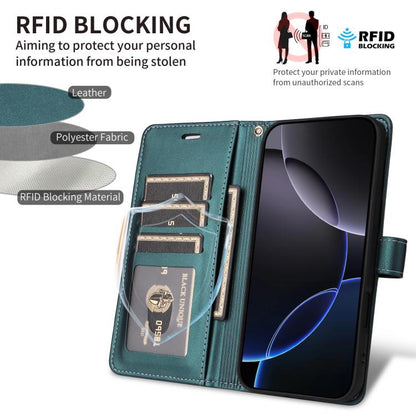 For Google Pixel 9 / 9 Pro / 10 / 10 Pro Six Card Slots Buckle Leather Phone Case with Lanyard(Green) - Google Cases by buy2fix | Online Shopping UK | buy2fix