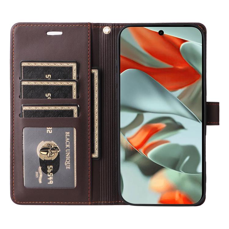For Google Pixel 9 Pro XL / 10 Pro XL Six Card Slots Buckle Leather Phone Case with Lanyard(Coffee) - Google Cases by buy2fix | Online Shopping UK | buy2fix