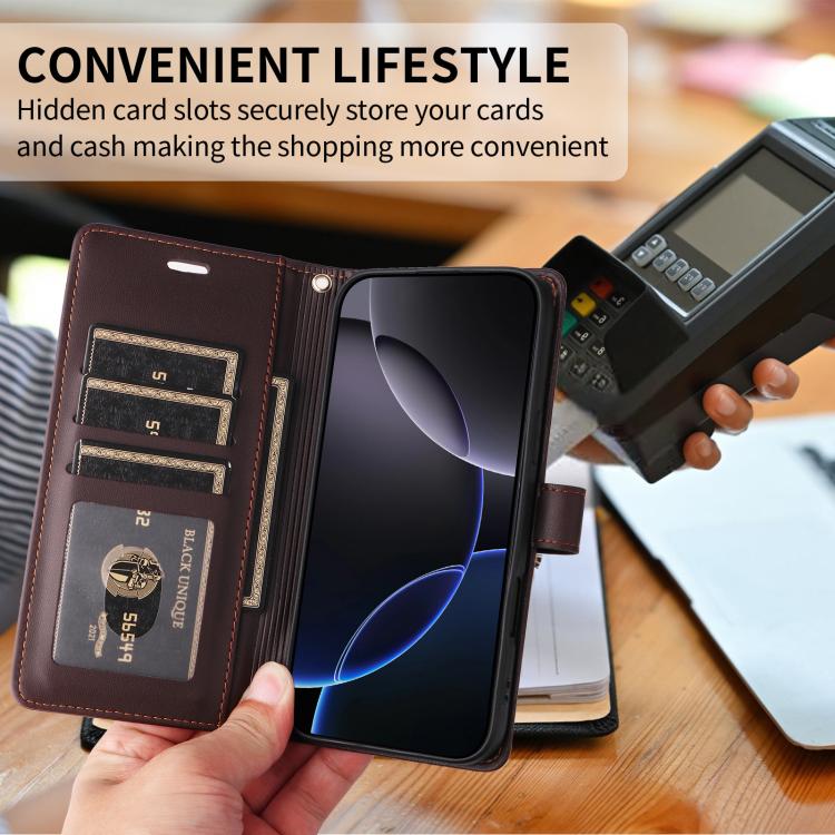 For Google Pixel 9 Pro XL / 10 Pro XL Six Card Slots Buckle Leather Phone Case with Lanyard(Coffee) - Google Cases by buy2fix | Online Shopping UK | buy2fix