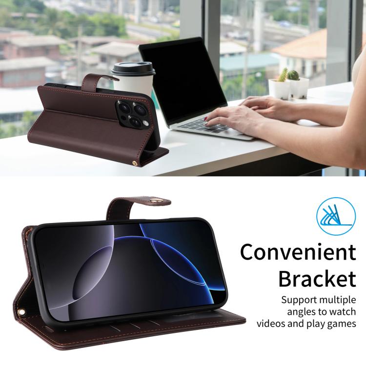 For Google Pixel 9 Pro XL / 10 Pro XL Six Card Slots Buckle Leather Phone Case with Lanyard(Coffee) - Google Cases by buy2fix | Online Shopping UK | buy2fix