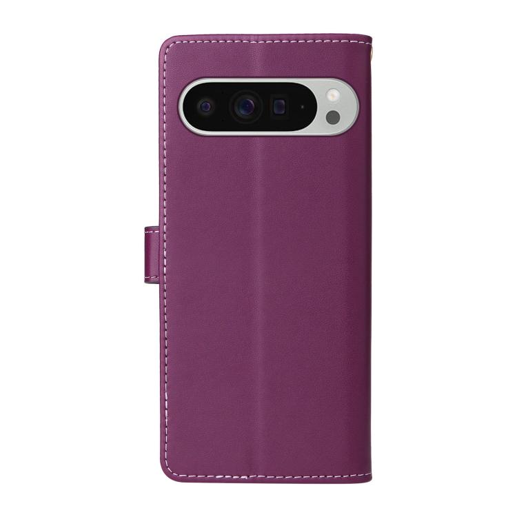 For Google Pixel 9 Pro XL / 10 Pro XL Six Card Slots Buckle Leather Phone Case with Lanyard(Purple) - Google Cases by buy2fix | Online Shopping UK | buy2fix