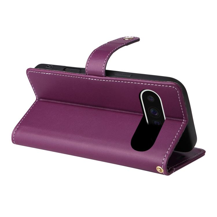 For Google Pixel 9 Pro XL / 10 Pro XL Six Card Slots Buckle Leather Phone Case with Lanyard(Purple) - Google Cases by buy2fix | Online Shopping UK | buy2fix