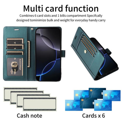 For Google Pixel 9 Pro XL / 10 Pro XL Six Card Slots Buckle Leather Phone Case with Lanyard(Green) - Google Cases by buy2fix | Online Shopping UK | buy2fix
