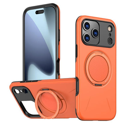 For iPhone 17 Pro Max Metal Rotation Holder MagSafe TPU Hybrid PC Phone Case(Orange) - iPhone 17 Pro Max Cases by buy2fix | Online Shopping UK | buy2fix