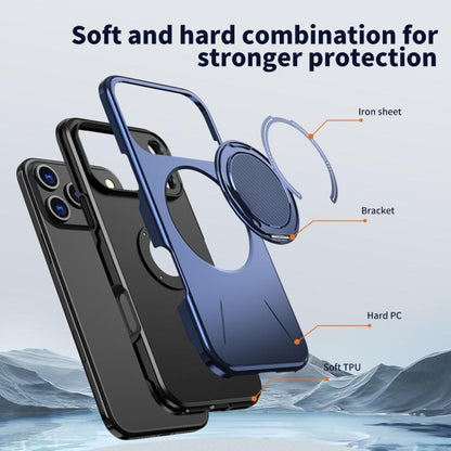 For iPhone 17 Pro Max Metal Rotation Holder MagSafe TPU Hybrid PC Phone Case(Navy Blue) - iPhone 17 Pro Max Cases by buy2fix | Online Shopping UK | buy2fix