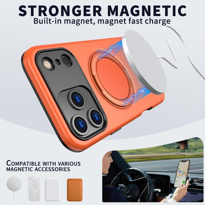 For iPhone 17 Pro Metal Rotation Holder MagSafe TPU Hybrid PC Phone Case(Orange) - iPhone 17 Pro Cases by buy2fix | Online Shopping UK | buy2fix