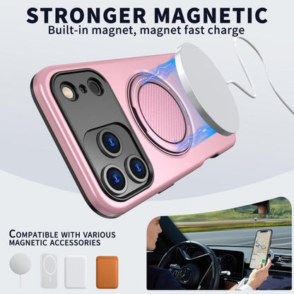 For iPhone 17 Pro Metal Rotation Holder MagSafe TPU Hybrid PC Phone Case(Pink) - iPhone 17 Pro Cases by buy2fix | Online Shopping UK | buy2fix