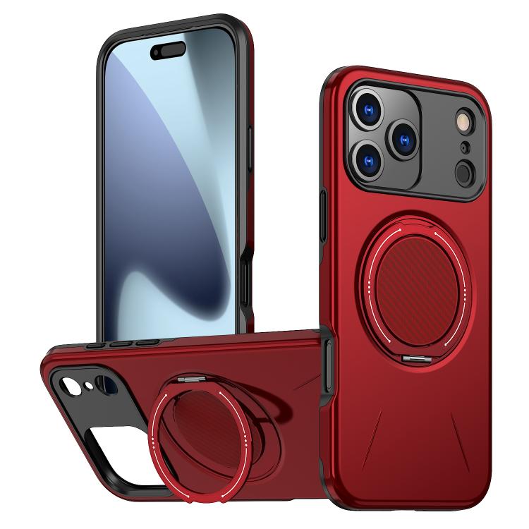 For iPhone 17 Pro Metal Rotation Holder MagSafe TPU Hybrid PC Phone Case(Red) - iPhone 17 Pro Cases by buy2fix | Online Shopping UK | buy2fix