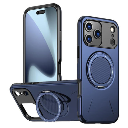 For iPhone 17 Pro Metal Rotation Holder MagSafe TPU Hybrid PC Phone Case(Navy Blue) - iPhone 17 Pro Cases by buy2fix | Online Shopping UK | buy2fix