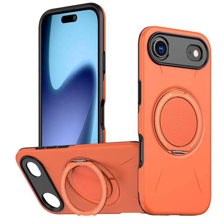 For iPhone Air Metal Rotation Holder MagSafe TPU Hybrid PC Phone Case(Orange) - iPhone Air Cases by buy2fix | Online Shopping UK | buy2fix