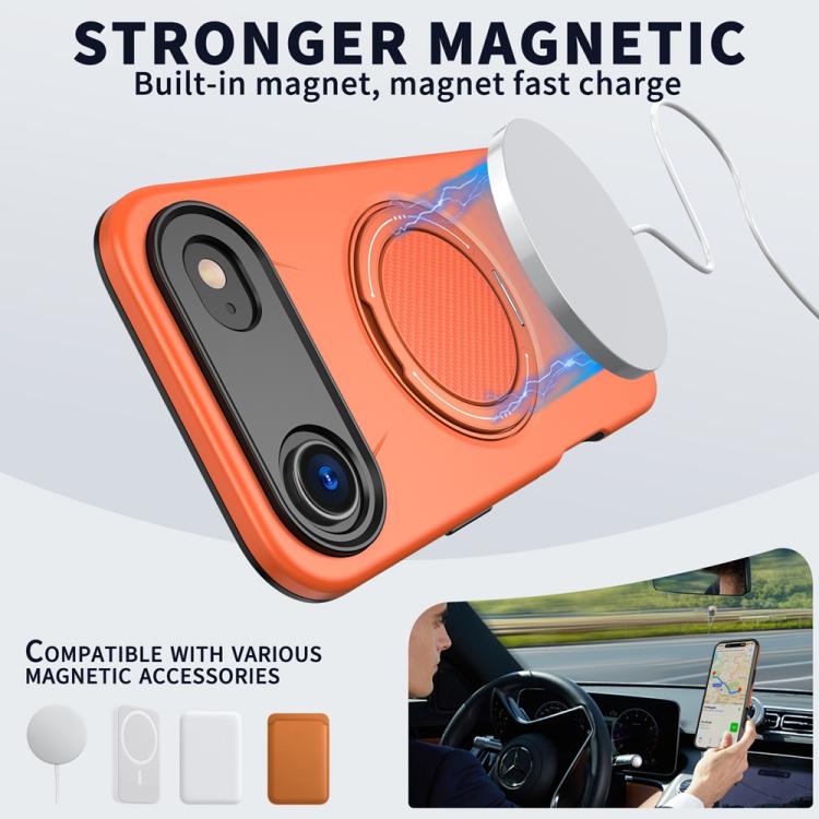 For iPhone Air Metal Rotation Holder MagSafe TPU Hybrid PC Phone Case(Orange) - iPhone Air Cases by buy2fix | Online Shopping UK | buy2fix