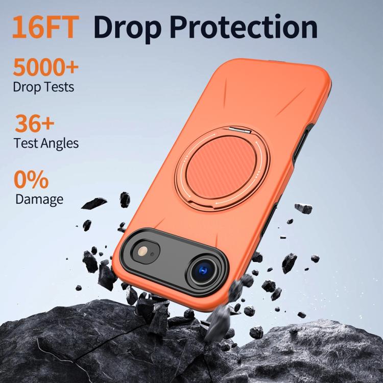 For iPhone Air Metal Rotation Holder MagSafe TPU Hybrid PC Phone Case(Orange) - iPhone Air Cases by buy2fix | Online Shopping UK | buy2fix