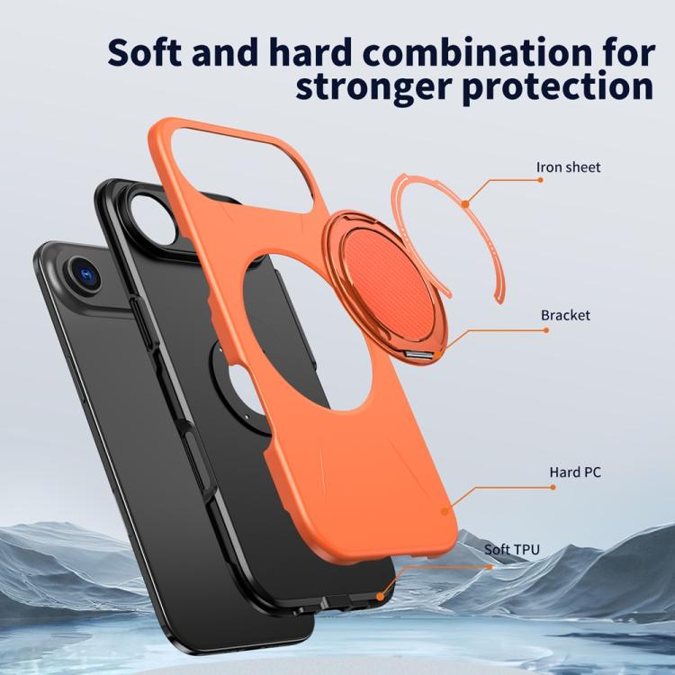 For iPhone Air Metal Rotation Holder MagSafe TPU Hybrid PC Phone Case(Orange) - iPhone Air Cases by buy2fix | Online Shopping UK | buy2fix