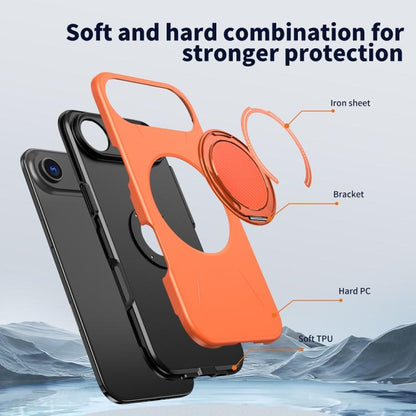 For iPhone Air Metal Rotation Holder MagSafe TPU Hybrid PC Phone Case(Orange) - iPhone Air Cases by buy2fix | Online Shopping UK | buy2fix