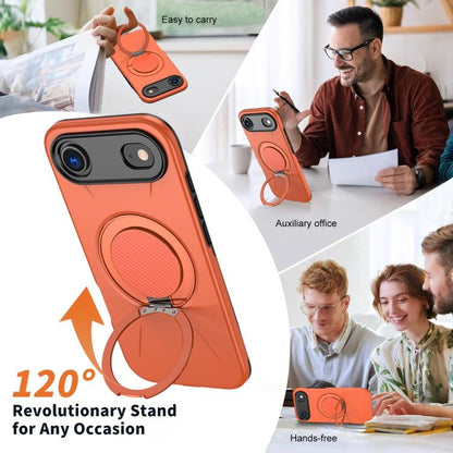 For iPhone Air Metal Rotation Holder MagSafe TPU Hybrid PC Phone Case(Orange) - iPhone Air Cases by buy2fix | Online Shopping UK | buy2fix