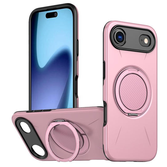 For iPhone Air Metal Rotation Holder MagSafe TPU Hybrid PC Phone Case(Pink) - iPhone Air Cases by buy2fix | Online Shopping UK | buy2fix