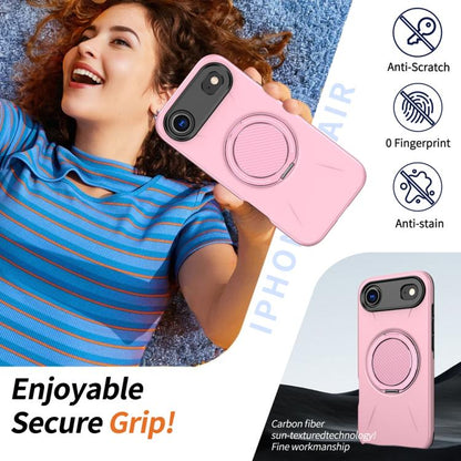 For iPhone Air Metal Rotation Holder MagSafe TPU Hybrid PC Phone Case(Pink) - iPhone Air Cases by buy2fix | Online Shopping UK | buy2fix