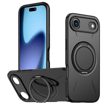 For iPhone Air Metal Rotation Holder MagSafe TPU Hybrid PC Phone Case(Black) - iPhone Air Cases by buy2fix | Online Shopping UK | buy2fix