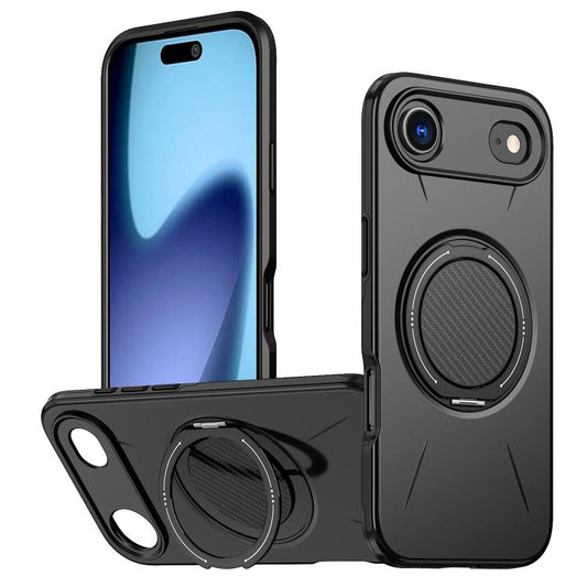 For iPhone Air Metal Rotation Holder MagSafe TPU Hybrid PC Phone Case(Black) - iPhone Air Cases by buy2fix | Online Shopping UK | buy2fix