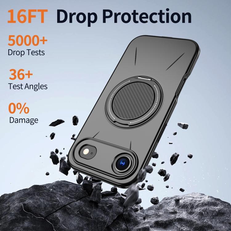 For iPhone Air Metal Rotation Holder MagSafe TPU Hybrid PC Phone Case(Black) - iPhone Air Cases by buy2fix | Online Shopping UK | buy2fix