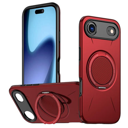 For iPhone Air Metal Rotation Holder MagSafe TPU Hybrid PC Phone Case(Red) - iPhone Air Cases by buy2fix | Online Shopping UK | buy2fix