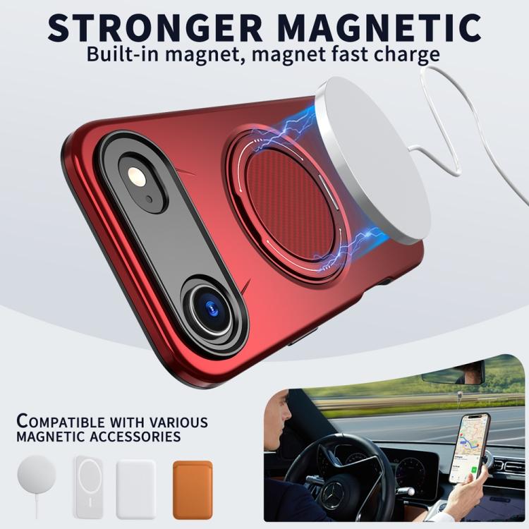 For iPhone Air Metal Rotation Holder MagSafe TPU Hybrid PC Phone Case(Red) - iPhone Air Cases by buy2fix | Online Shopping UK | buy2fix