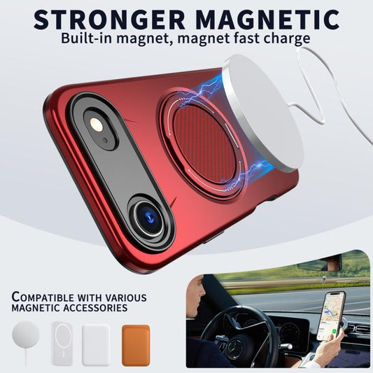For iPhone Air Metal Rotation Holder MagSafe TPU Hybrid PC Phone Case(Red) - iPhone Air Cases by buy2fix | Online Shopping UK | buy2fix