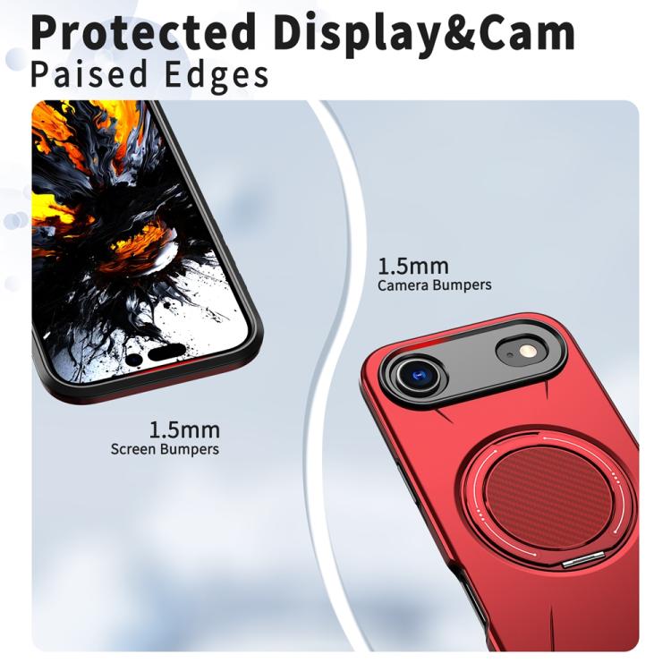 For iPhone Air Metal Rotation Holder MagSafe TPU Hybrid PC Phone Case(Red) - iPhone Air Cases by buy2fix | Online Shopping UK | buy2fix