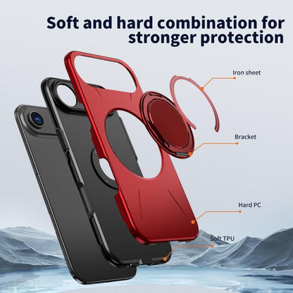 For iPhone Air Metal Rotation Holder MagSafe TPU Hybrid PC Phone Case(Red) - iPhone Air Cases by buy2fix | Online Shopping UK | buy2fix