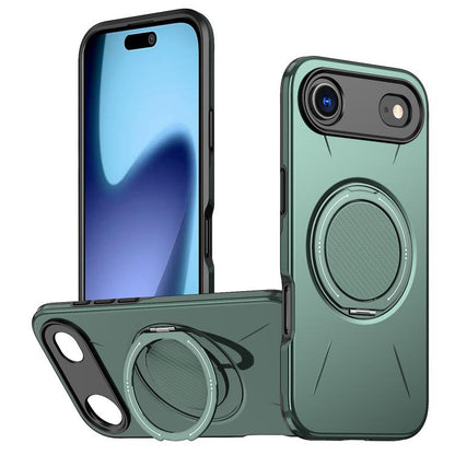 For iPhone Air Metal Rotation Holder MagSafe TPU Hybrid PC Phone Case(Grey Green) - iPhone Air Cases by buy2fix | Online Shopping UK | buy2fix