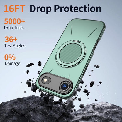 For iPhone Air Metal Rotation Holder MagSafe TPU Hybrid PC Phone Case(Grey Green) - iPhone Air Cases by buy2fix | Online Shopping UK | buy2fix