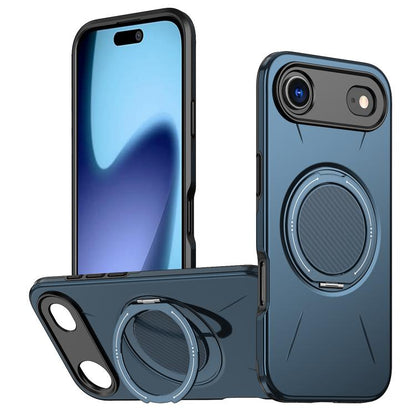 For iPhone Air Metal Rotation Holder MagSafe TPU Hybrid PC Phone Case(Navy Blue) - iPhone Air Cases by buy2fix | Online Shopping UK | buy2fix