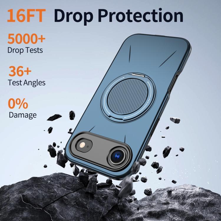 For iPhone Air Metal Rotation Holder MagSafe TPU Hybrid PC Phone Case(Navy Blue) - iPhone Air Cases by buy2fix | Online Shopping UK | buy2fix