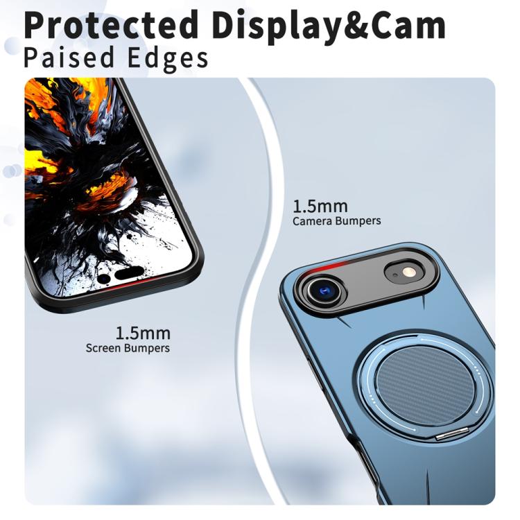 For iPhone Air Metal Rotation Holder MagSafe TPU Hybrid PC Phone Case(Navy Blue) - iPhone Air Cases by buy2fix | Online Shopping UK | buy2fix