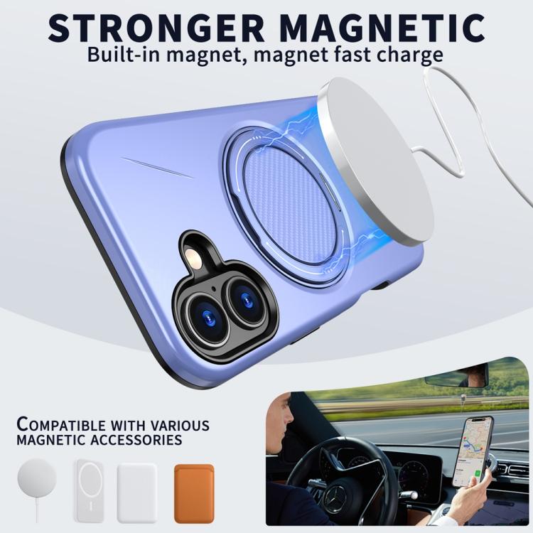 For iPhone 17 Metal Rotation Holder MagSafe TPU Hybrid PC Phone Case(Purple) - iPhone 17 Cases by buy2fix | Online Shopping UK | buy2fix