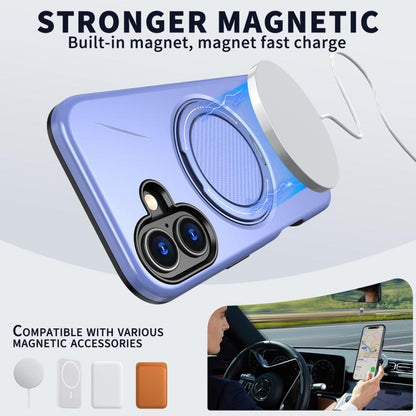 For iPhone 17 Metal Rotation Holder MagSafe TPU Hybrid PC Phone Case(Purple) - iPhone 17 Cases by buy2fix | Online Shopping UK | buy2fix