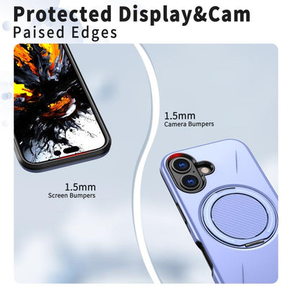 For iPhone 17 Metal Rotation Holder MagSafe TPU Hybrid PC Phone Case(Purple) - iPhone 17 Cases by buy2fix | Online Shopping UK | buy2fix