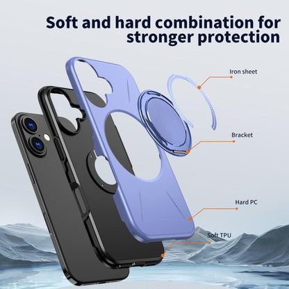 For iPhone 17 Metal Rotation Holder MagSafe TPU Hybrid PC Phone Case(Purple) - iPhone 17 Cases by buy2fix | Online Shopping UK | buy2fix