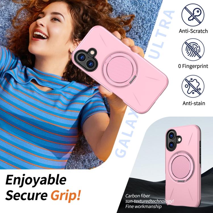 For iPhone 17 Metal Rotation Holder MagSafe TPU Hybrid PC Phone Case(Pink) - iPhone 17 Cases by buy2fix | Online Shopping UK | buy2fix