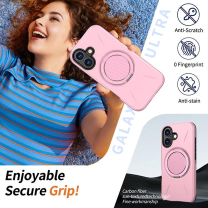 For iPhone 17 Metal Rotation Holder MagSafe TPU Hybrid PC Phone Case(Pink) - iPhone 17 Cases by buy2fix | Online Shopping UK | buy2fix
